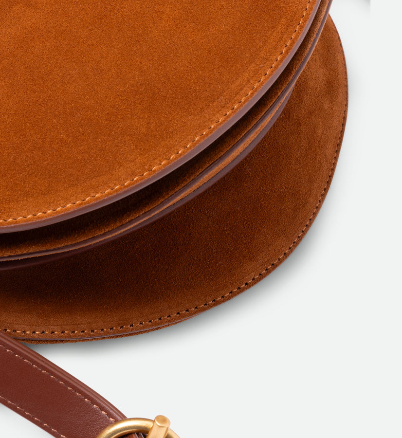 Kate Saddle Bag - Tan Suede