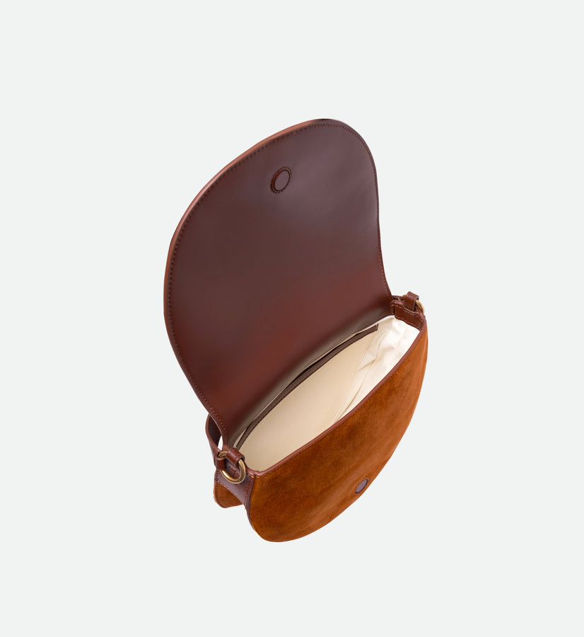 Kate Saddle Bag - Tan Suede