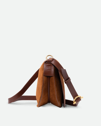 Kate Saddle Bag - Tan Suede