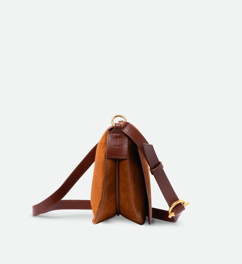 Kate Saddle Bag - Tan Suede