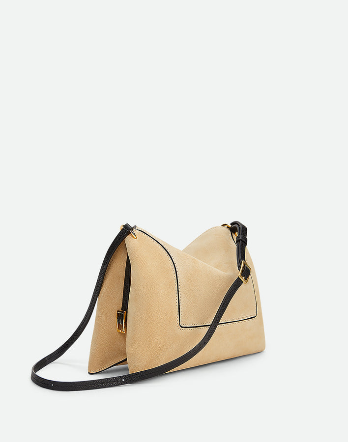 Penelope Slouch Bag - Beige Suede