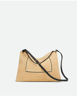 Penelope Slouch Bag - Beige Suede