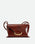 Wandler Veneto Shoulder Bag in the color Palissander Glaze, deep dark blue, Italian calf leather with oversized golden clasp hardware and structured silhouette, front view.