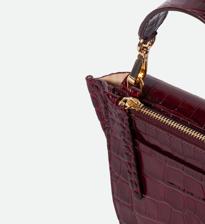 Hortensia Bag Mini - Bordeaux Croco