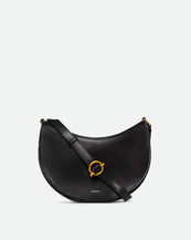 Wandler Kate Bag Big in the color Black, made from Italian calf leather with golden hardware and adjustable shoulder strap, front view.