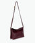 Wandler Penelope Slouch Mini in the color Acai, made from  Italian calf leather with golden hardware and slim adjustable strap, pictured with the straps suspended into the air.