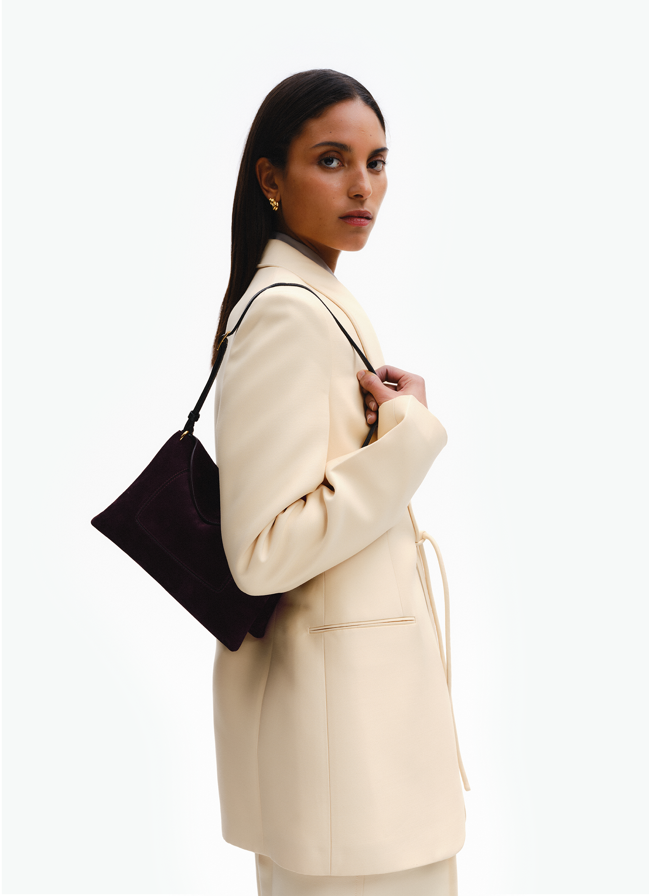 Penelope Slouch Bag - Acai Suede