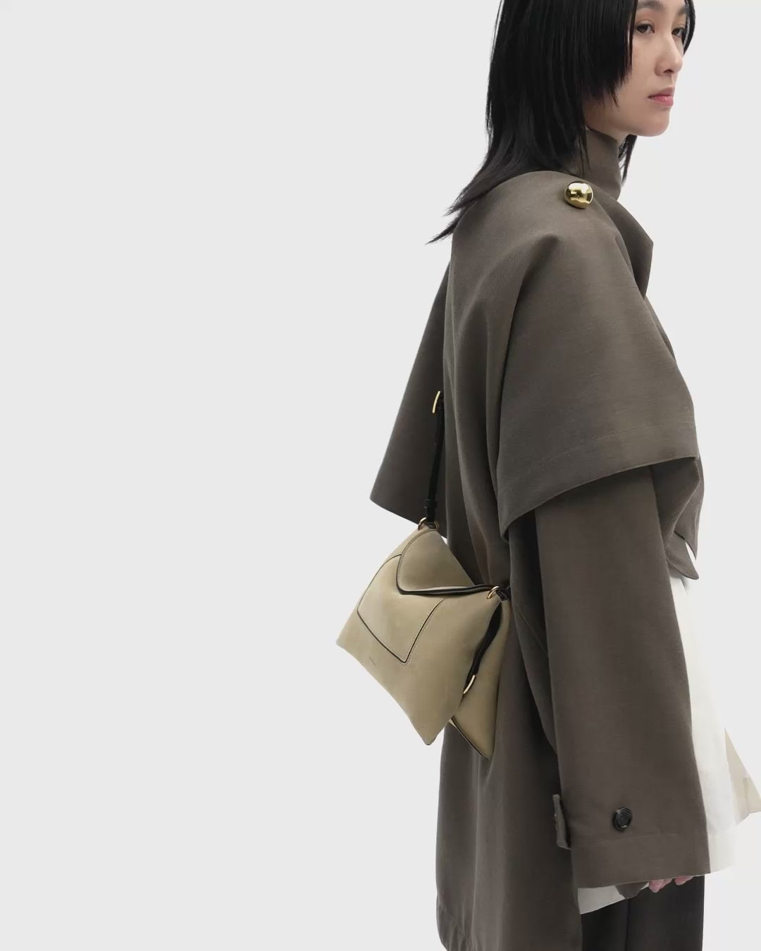 Wandler Penelope Slouch Bag - Beige Suede – Wandler.com