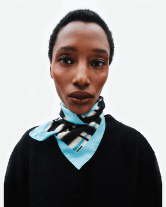 Silk Scarf 65 x 65 - Sky Check
